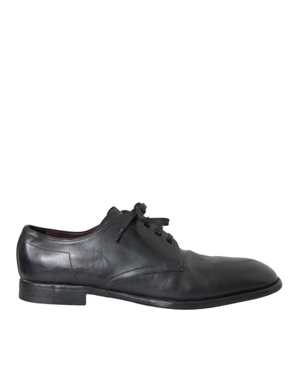 Dolce & Gabbana Black Leather Derby Formal Dress Men Shoes Dolce & Gabbana