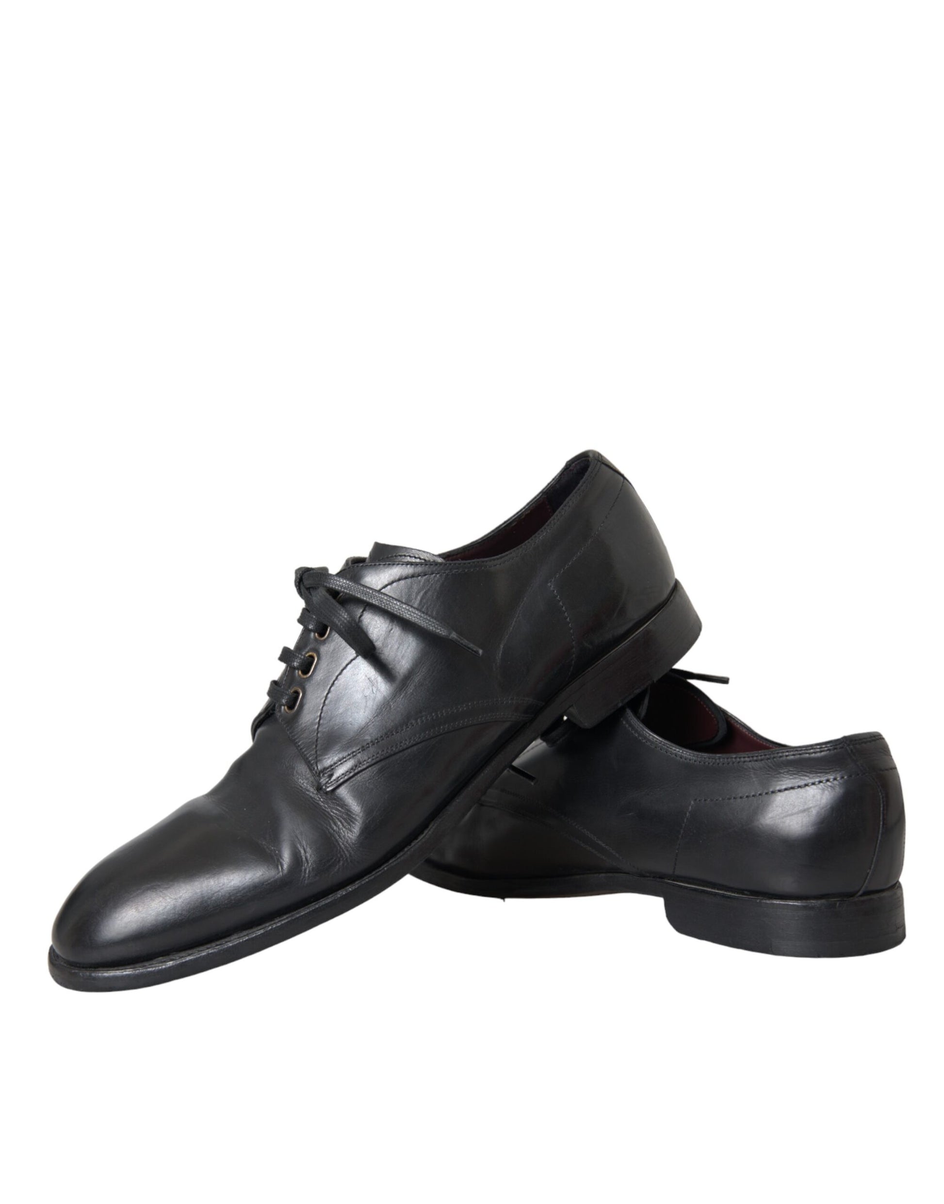 Dolce & Gabbana Black Leather Derby Formal Dress Men Shoes