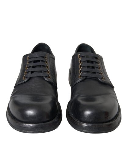 Dolce & Gabbana Black Horse Leather Derby Men Dress Shoes Dolce & Gabbana