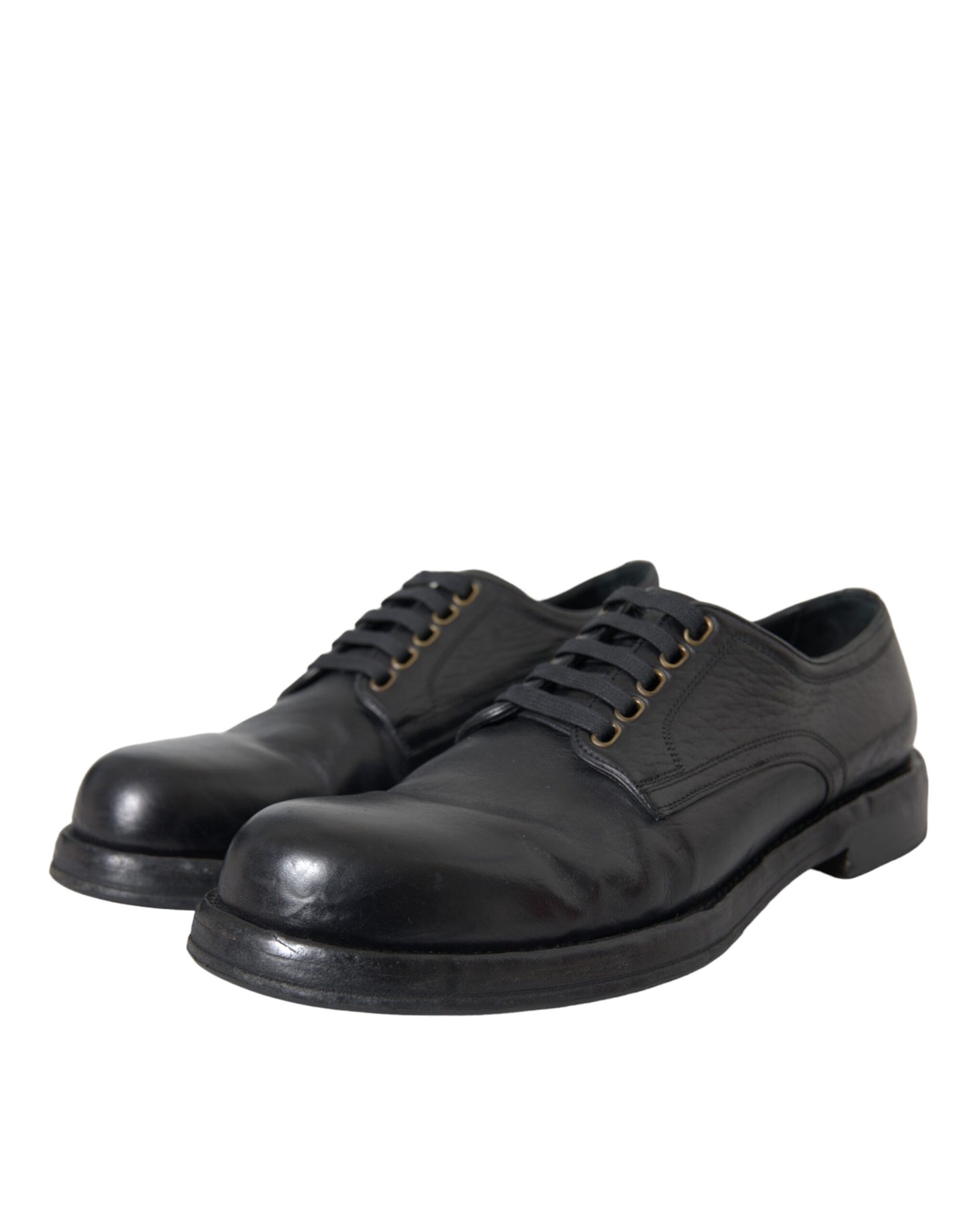 Dolce & Gabbana Black Horse Leather Derby Men Dress Shoes Dolce & Gabbana