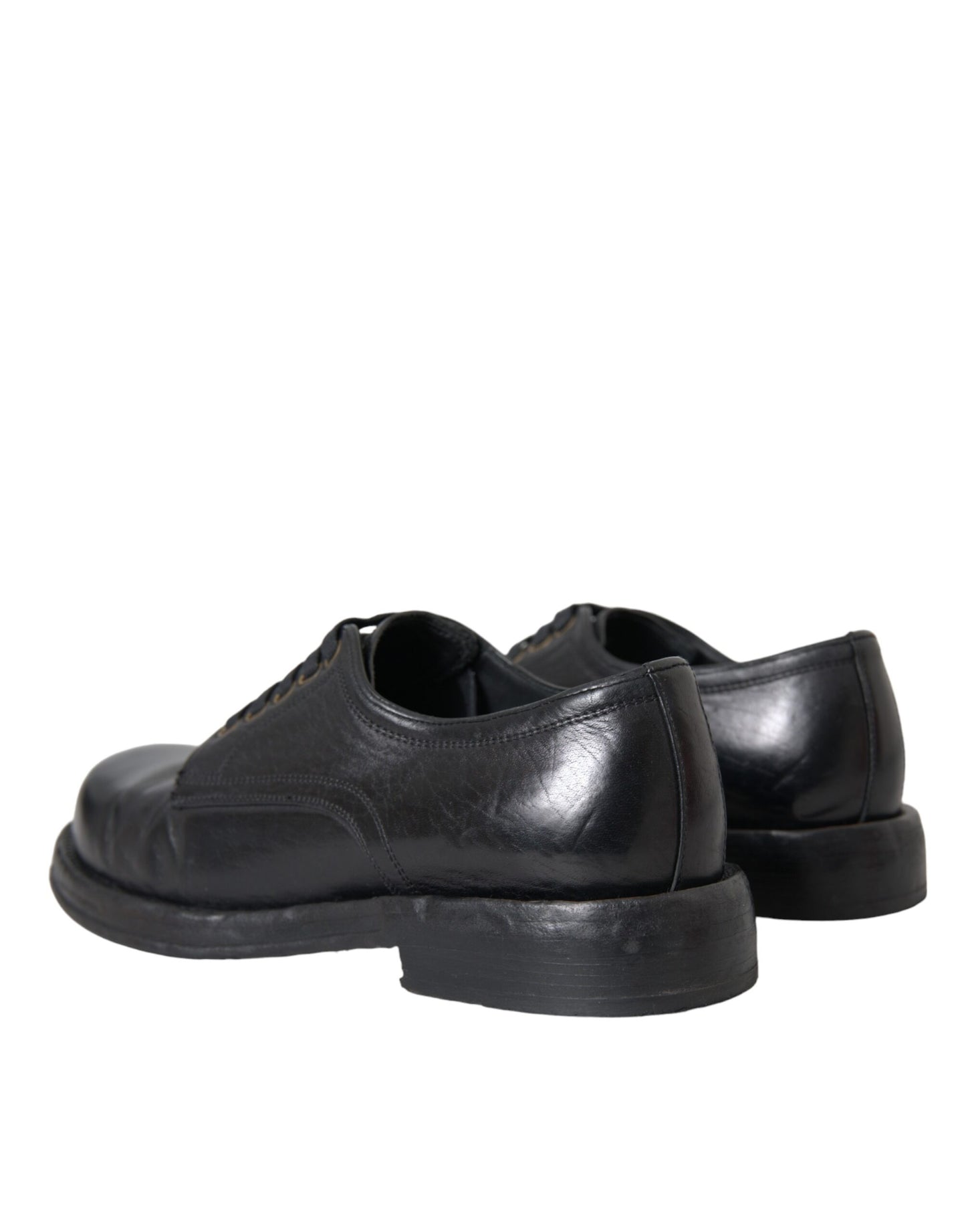 Dolce & Gabbana Black Horse Leather Derby Men Dress Shoes Dolce & Gabbana