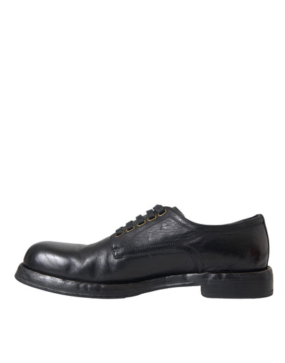 Dolce & Gabbana Black Horse Leather Derby Men Dress Shoes Dolce & Gabbana