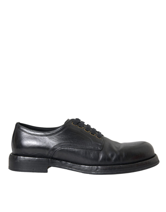 Dolce & Gabbana Black Horse Leather Derby Men Dress Shoes Dolce & Gabbana