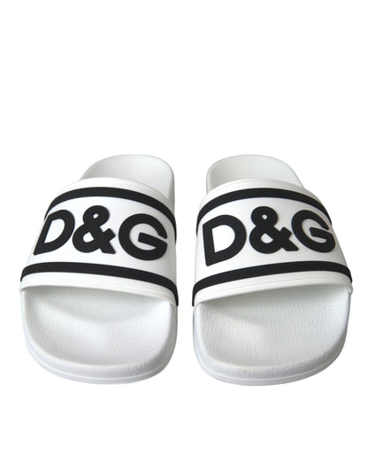 Dolce & Gabbana White Black Sandals Rubber Beachwear Shoes Dolce & Gabbana