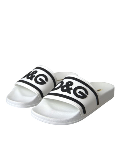 Dolce & Gabbana White Black Sandals Rubber Beachwear Shoes Dolce & Gabbana