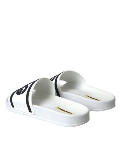 Dolce & Gabbana White Black Sandals Rubber Beachwear Shoes Dolce & Gabbana