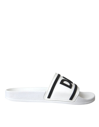 Dolce & Gabbana White Black Sandals Rubber Beachwear Shoes Dolce & Gabbana