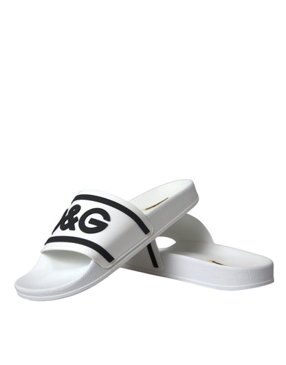 Dolce & Gabbana White Black Sandals Rubber Beachwear Shoes Dolce & Gabbana