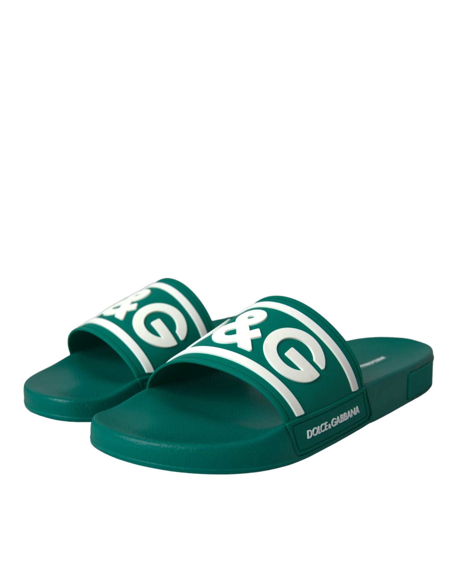 Dolce & Gabbana Green White Sandals Rubber Beachwear Shoes Dolce & Gabbana