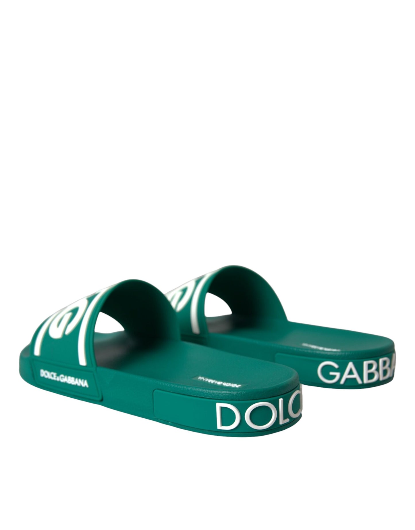 Dolce & Gabbana Green White Sandals Rubber Beachwear Shoes Dolce & Gabbana