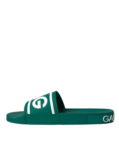 Dolce & Gabbana Green White Sandals Rubber Beachwear Shoes Dolce & Gabbana