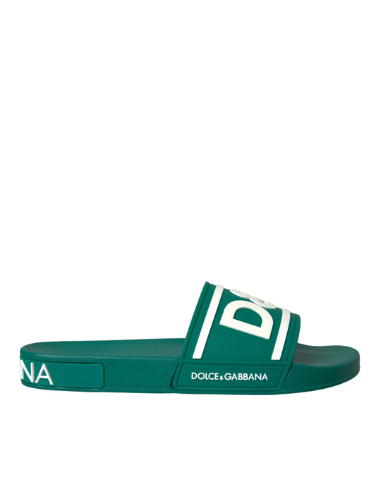 Dolce & Gabbana Green White Sandals Rubber Beachwear Shoes Dolce & Gabbana