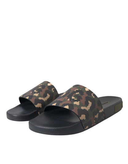 Dolce & Gabbana Multicolor Camouflage Leather Beachwear Men Shoes Dolce & Gabbana