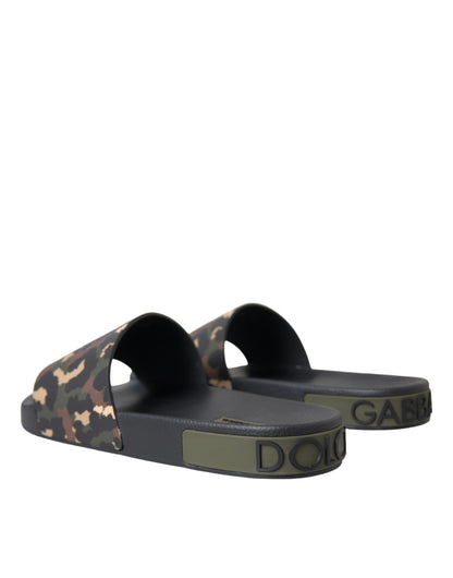 Dolce & Gabbana Multicolor Camouflage Leather Beachwear Men Shoes Dolce & Gabbana