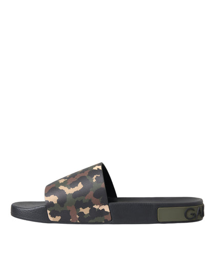 Dolce & Gabbana Multicolor Camouflage Leather Beachwear Men Shoes Dolce & Gabbana