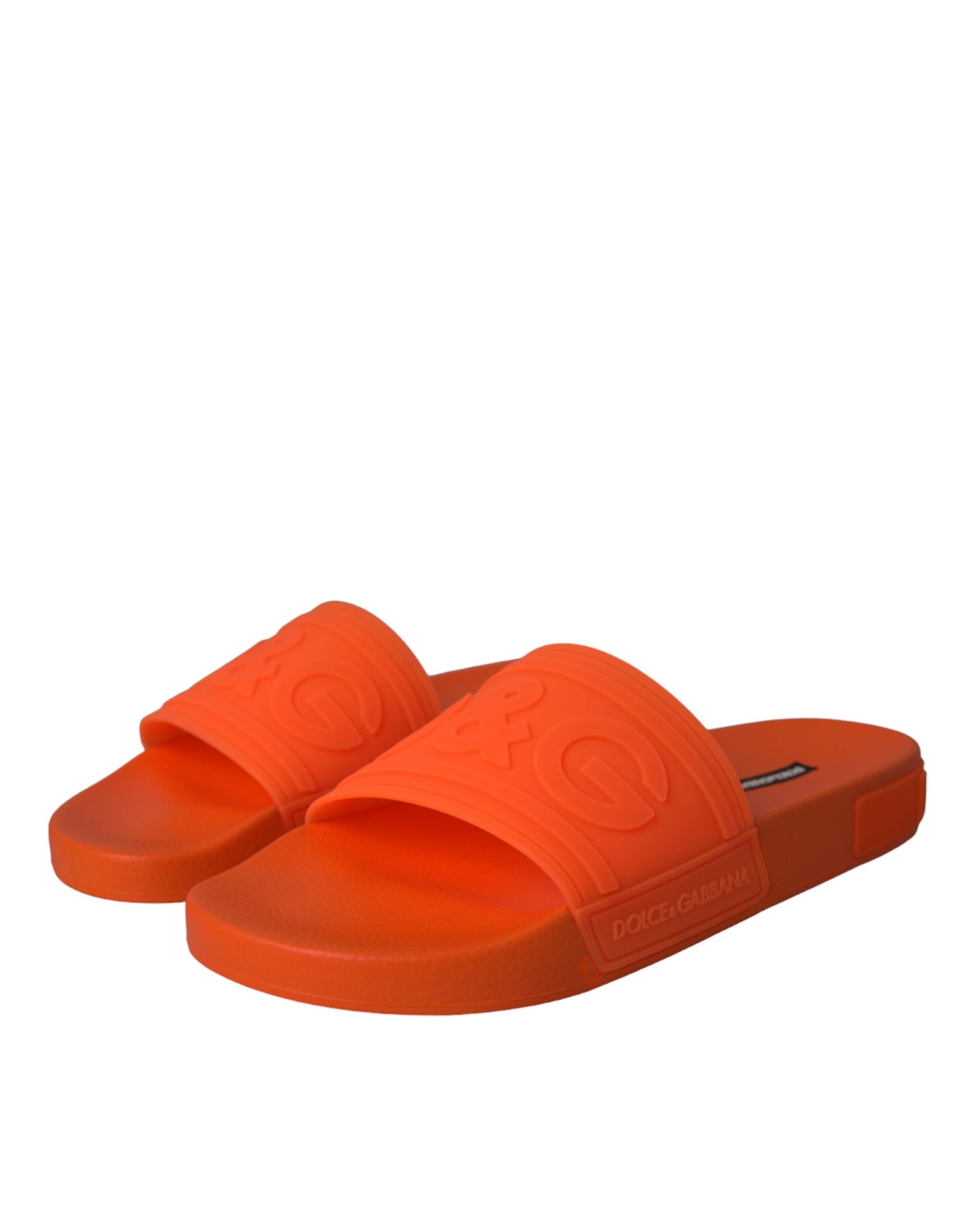 Dolce & Gabbana Orange Rubber Slides Sandals Beachwear Shoes Dolce & Gabbana