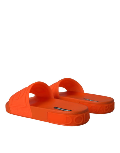 Dolce & Gabbana Orange Rubber Slides Sandals Beachwear Shoes Dolce & Gabbana