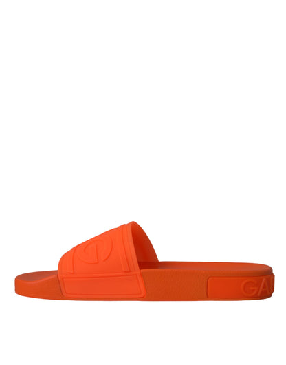 Dolce & Gabbana Orange Rubber Slides Sandals Beachwear Shoes Dolce & Gabbana