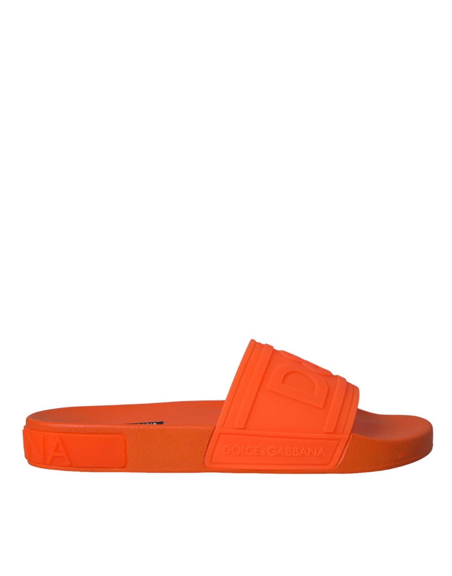 Dolce & Gabbana Orange Rubber Slides Sandals Beachwear Shoes Dolce & Gabbana