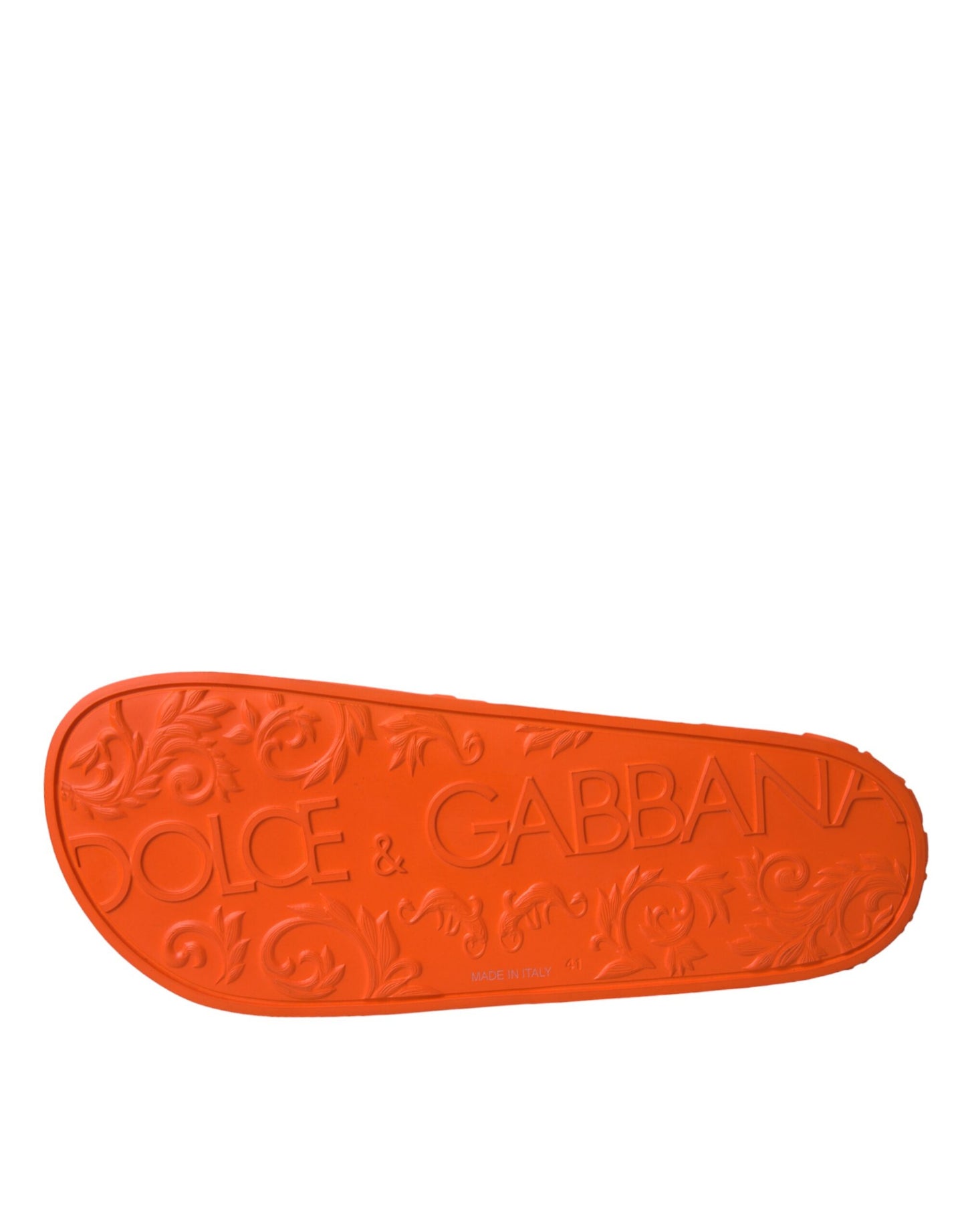 Dolce & Gabbana Orange Rubber Slides Sandals Beachwear Shoes Dolce & Gabbana