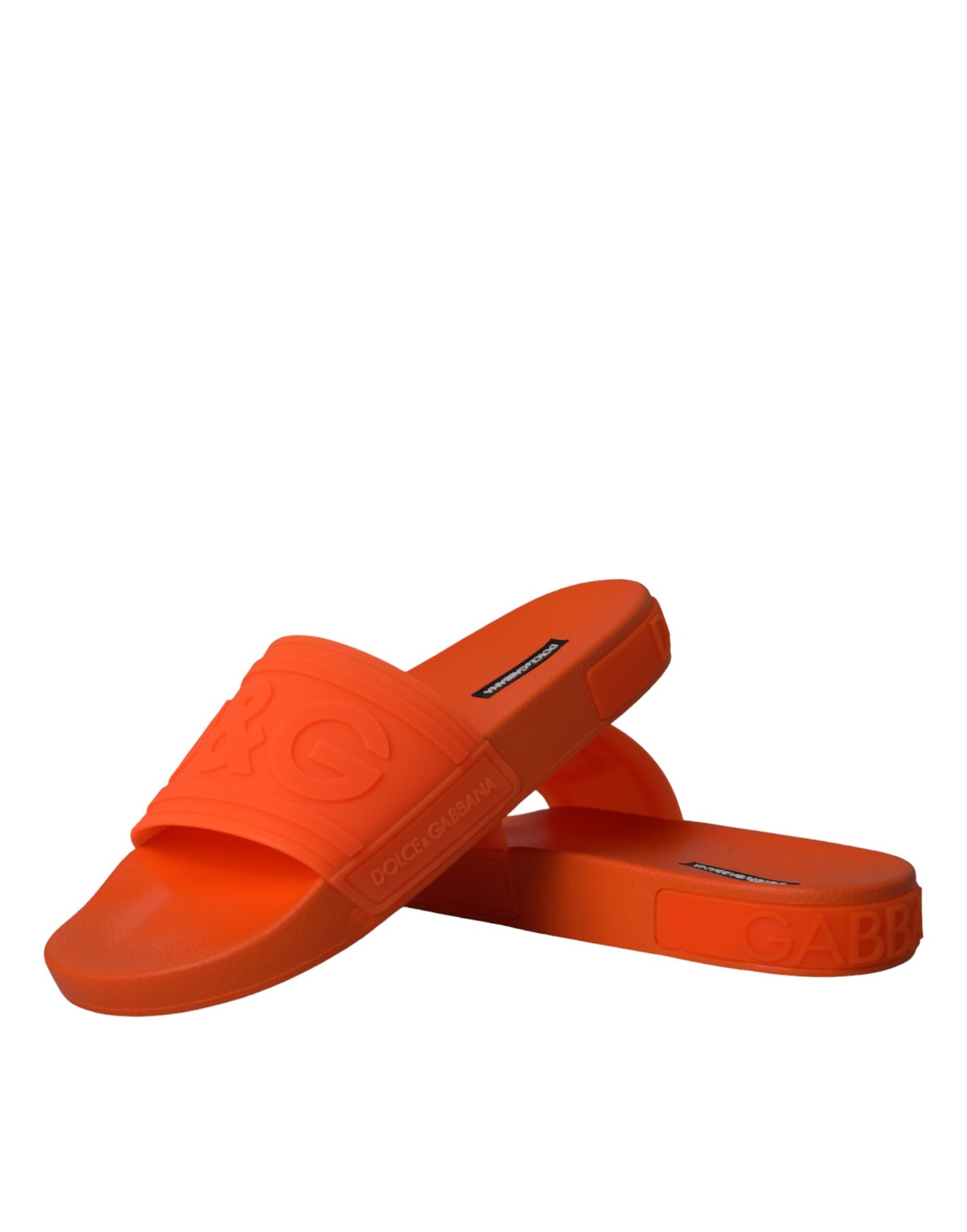 Dolce & Gabbana Orange Rubber Slides Sandals Beachwear Shoes Dolce & Gabbana