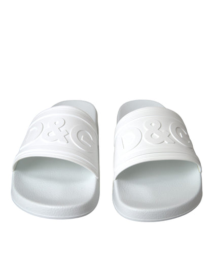 Dolce & Gabbana White Rubber Slides Sandals Beachwear Shoes Dolce & Gabbana