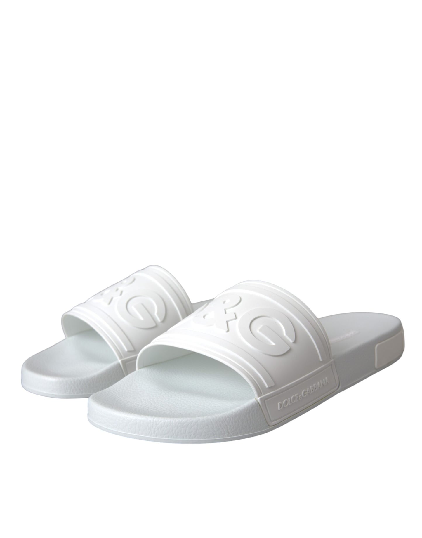 Dolce & Gabbana White Rubber Slides Sandals Beachwear Shoes Dolce & Gabbana