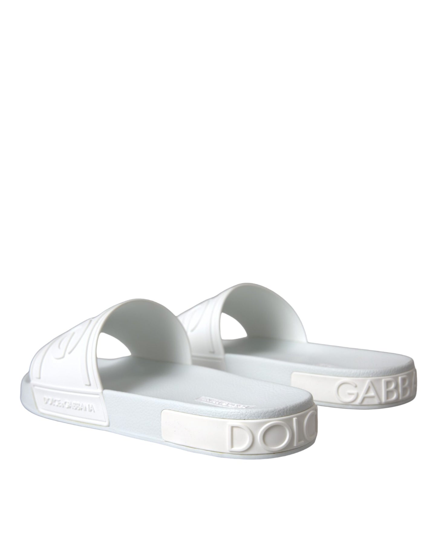 Dolce & Gabbana White Rubber Slides Sandals Beachwear Shoes Dolce & Gabbana