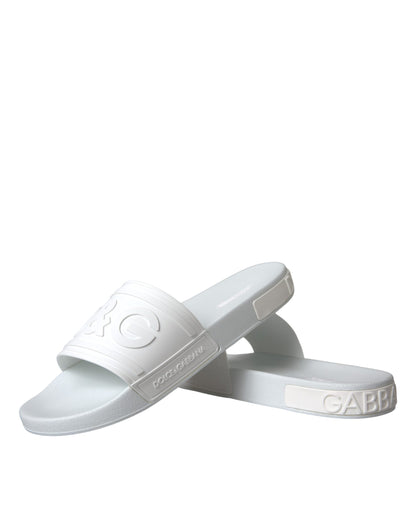 Dolce & Gabbana White Rubber Slides Sandals Beachwear Shoes Dolce & Gabbana