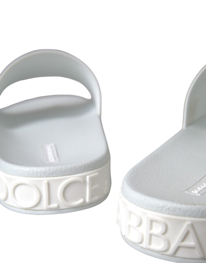 Dolce & Gabbana White Rubber Slides Sandals Beachwear Shoes Dolce & Gabbana