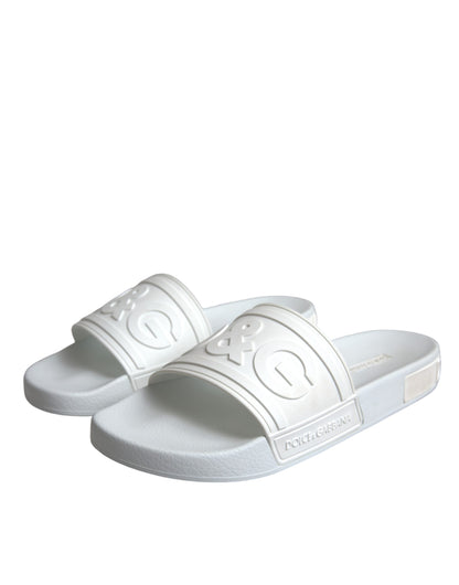 Dolce & Gabbana White Rubber Slides Sandals Beachwear Shoes Dolce & Gabbana