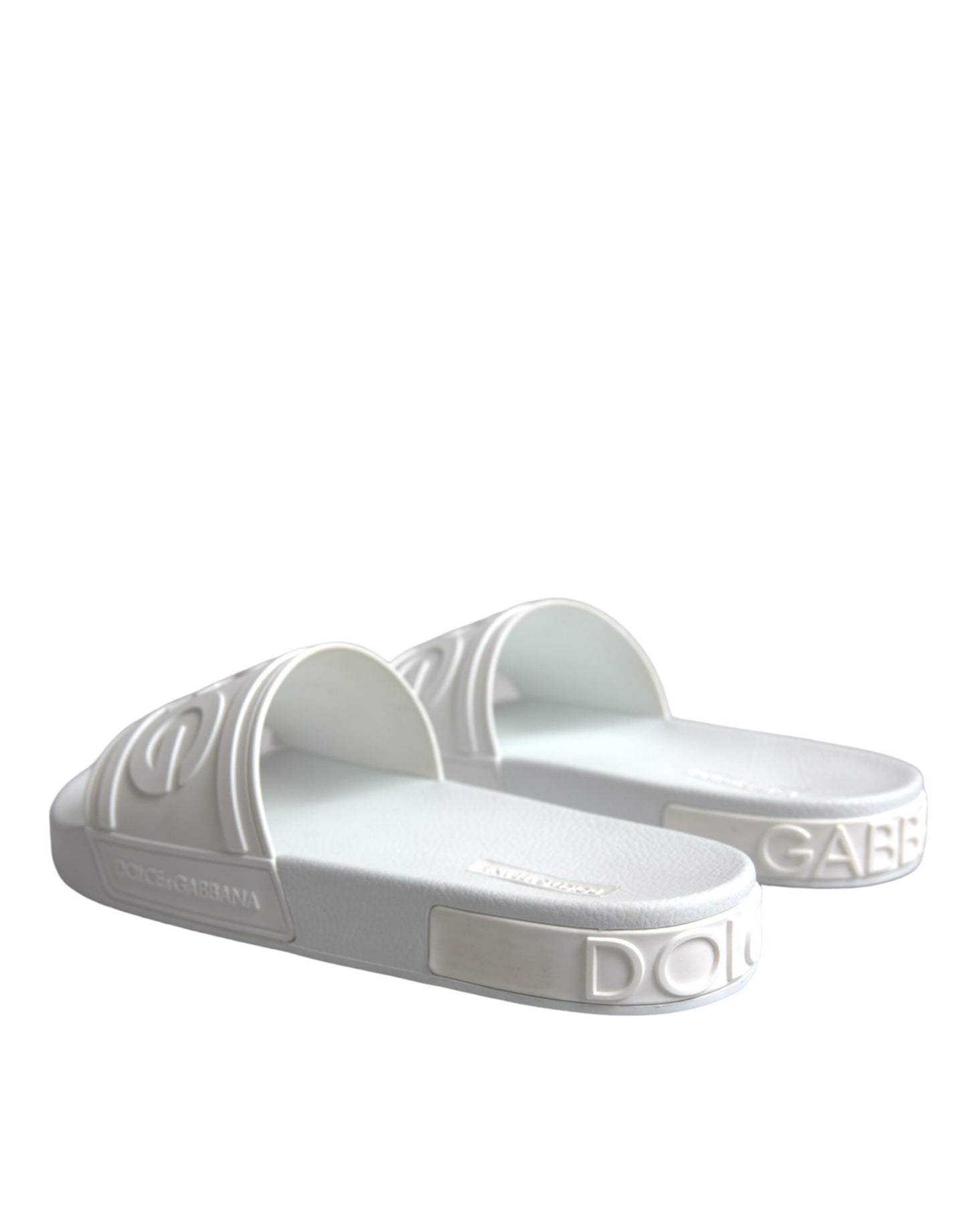 Dolce & Gabbana White Rubber Slides Sandals Beachwear Shoes Dolce & Gabbana