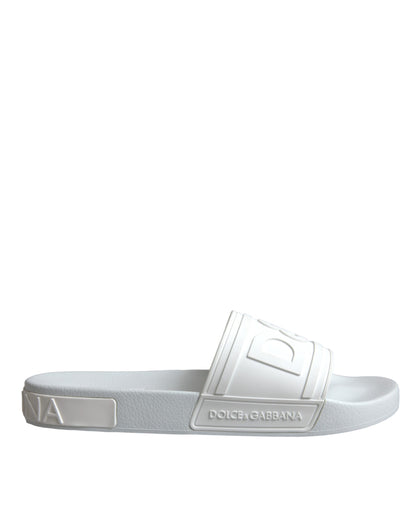 Dolce & Gabbana White Rubber Slides Sandals Beachwear Shoes Dolce & Gabbana