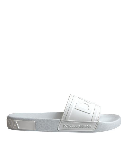 Dolce & Gabbana White Rubber Slides Sandals Beachwear Shoes Dolce & Gabbana