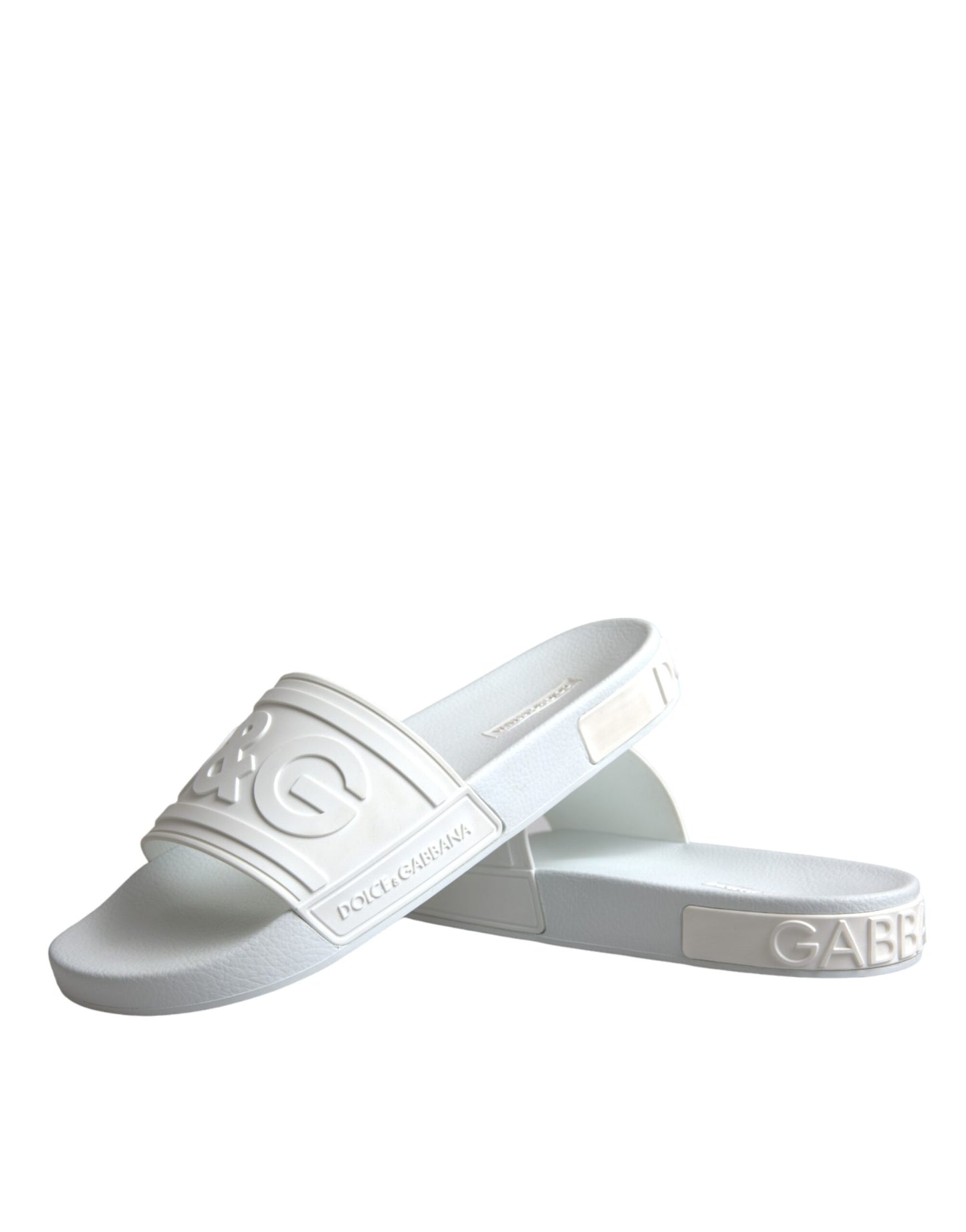 Dolce & Gabbana White Rubber Slides Sandals Beachwear Shoes Dolce & Gabbana