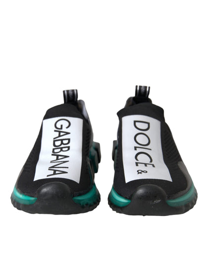 Dolce & Gabbana Black Blue Sorrento Slip On Sneakers Shoes Dolce & Gabbana