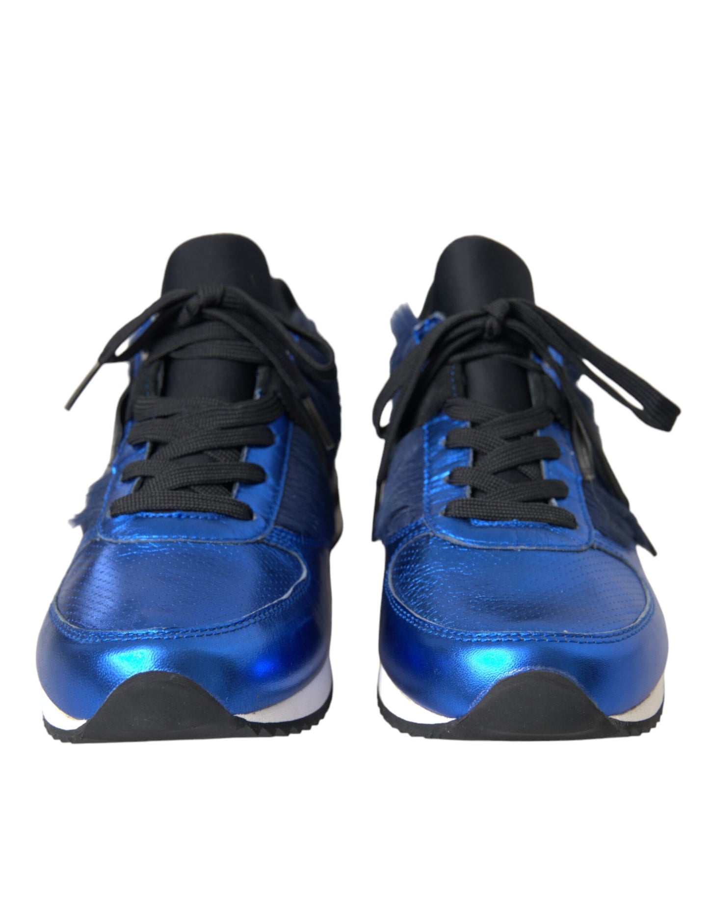 Dolce & Gabbana Blue Black Calf Hair Leather Sneakers Shoes Dolce & Gabbana