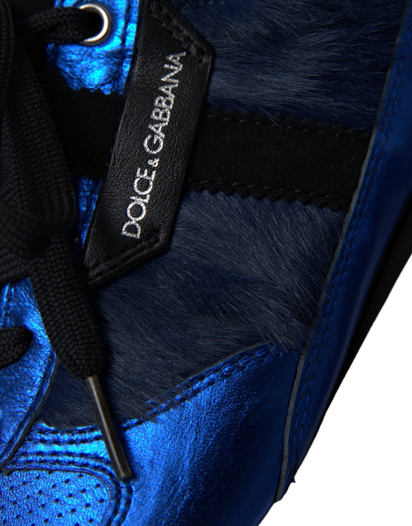 Dolce & Gabbana Blue Black Calf Hair Leather Sneakers Shoes Dolce & Gabbana