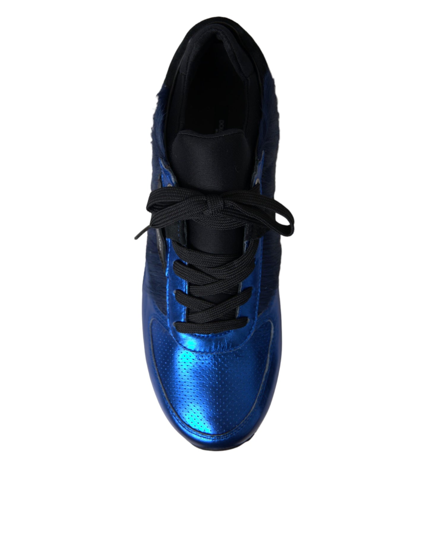 Dolce & Gabbana Blue Black Calf Hair Leather Sneakers Shoes Dolce & Gabbana