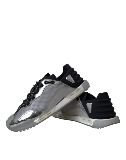 Dolce & Gabbana Silver Black Nylon NS1 Low Top Sneakers Men Shoes Dolce & Gabbana