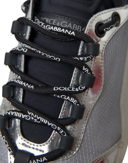 Dolce & Gabbana Silver Black Nylon NS1 Low Top Sneakers Men Shoes Dolce & Gabbana