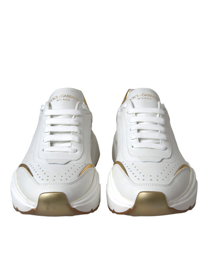 Dolce & Gabbana White Gold DAYMASTER Leather Sneakers Shoes Dolce & Gabbana