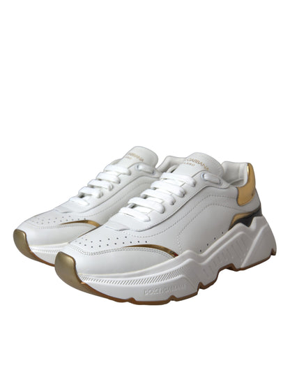 Dolce & Gabbana White Gold DAYMASTER Leather Sneakers Shoes Dolce & Gabbana