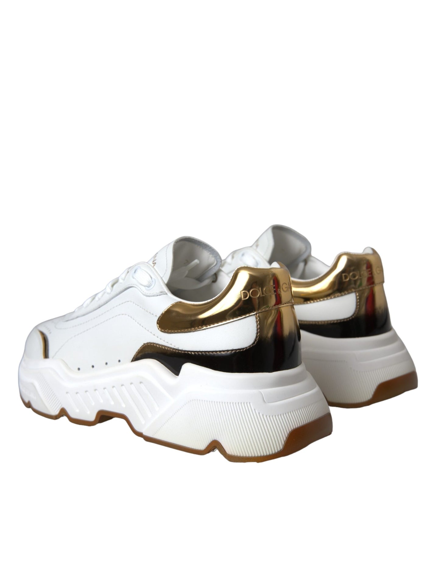 Dolce & Gabbana White Gold DAYMASTER Leather Sneakers Shoes Dolce & Gabbana