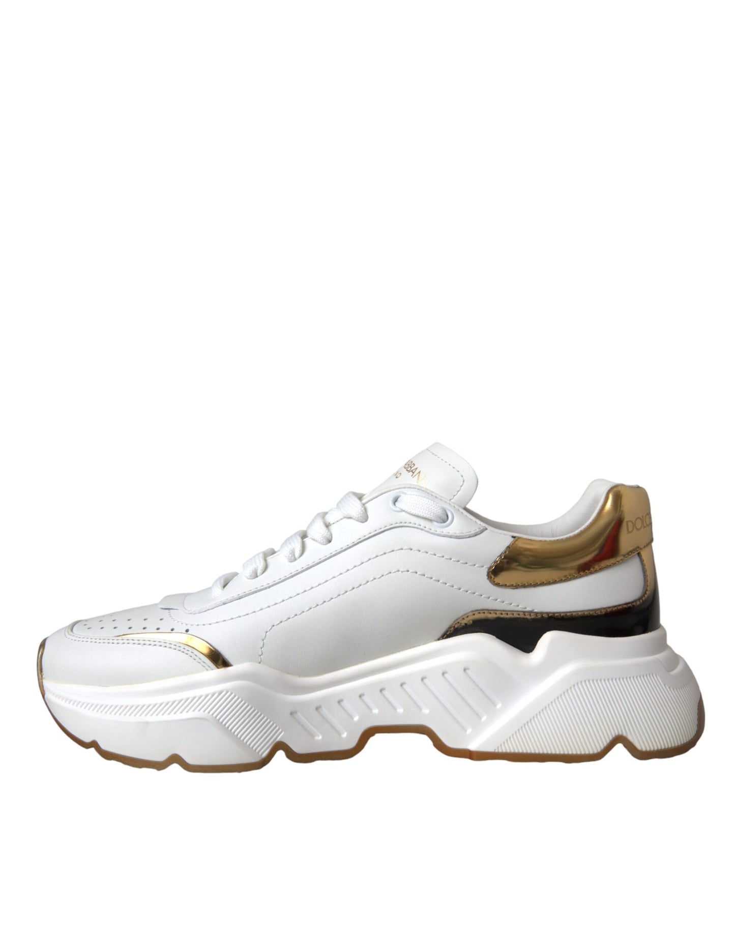 Dolce & Gabbana White Gold DAYMASTER Leather Sneakers Shoes Dolce & Gabbana