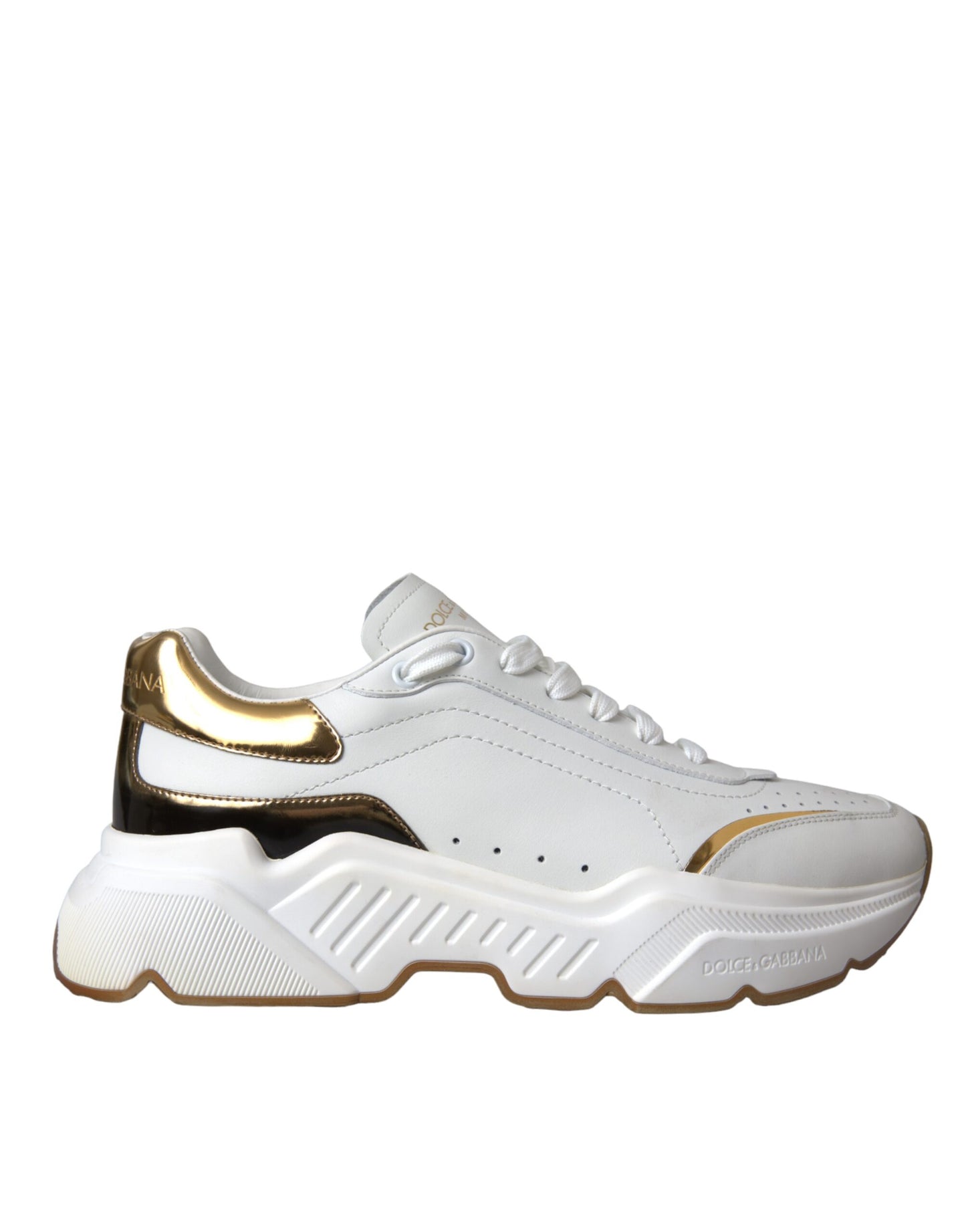 Dolce & Gabbana White Gold DAYMASTER Leather Sneakers Shoes Dolce & Gabbana