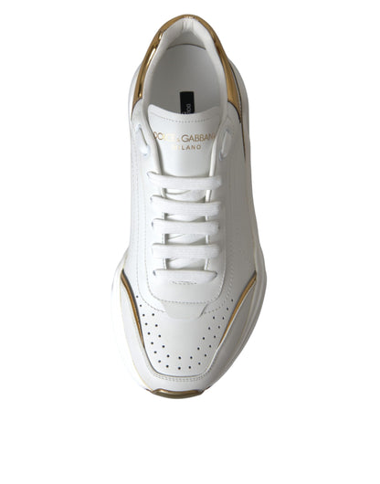 Dolce & Gabbana White Gold DAYMASTER Leather Sneakers Men Shoes Dolce & Gabbana