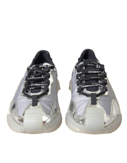 Dolce & Gabbana Silver Black Nylon NS1 Low Top Sneakers Men Shoes Dolce & Gabbana