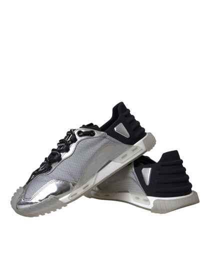 Dolce & Gabbana Silver Black Nylon NS1 Low Top Sneakers Men Shoes Dolce & Gabbana