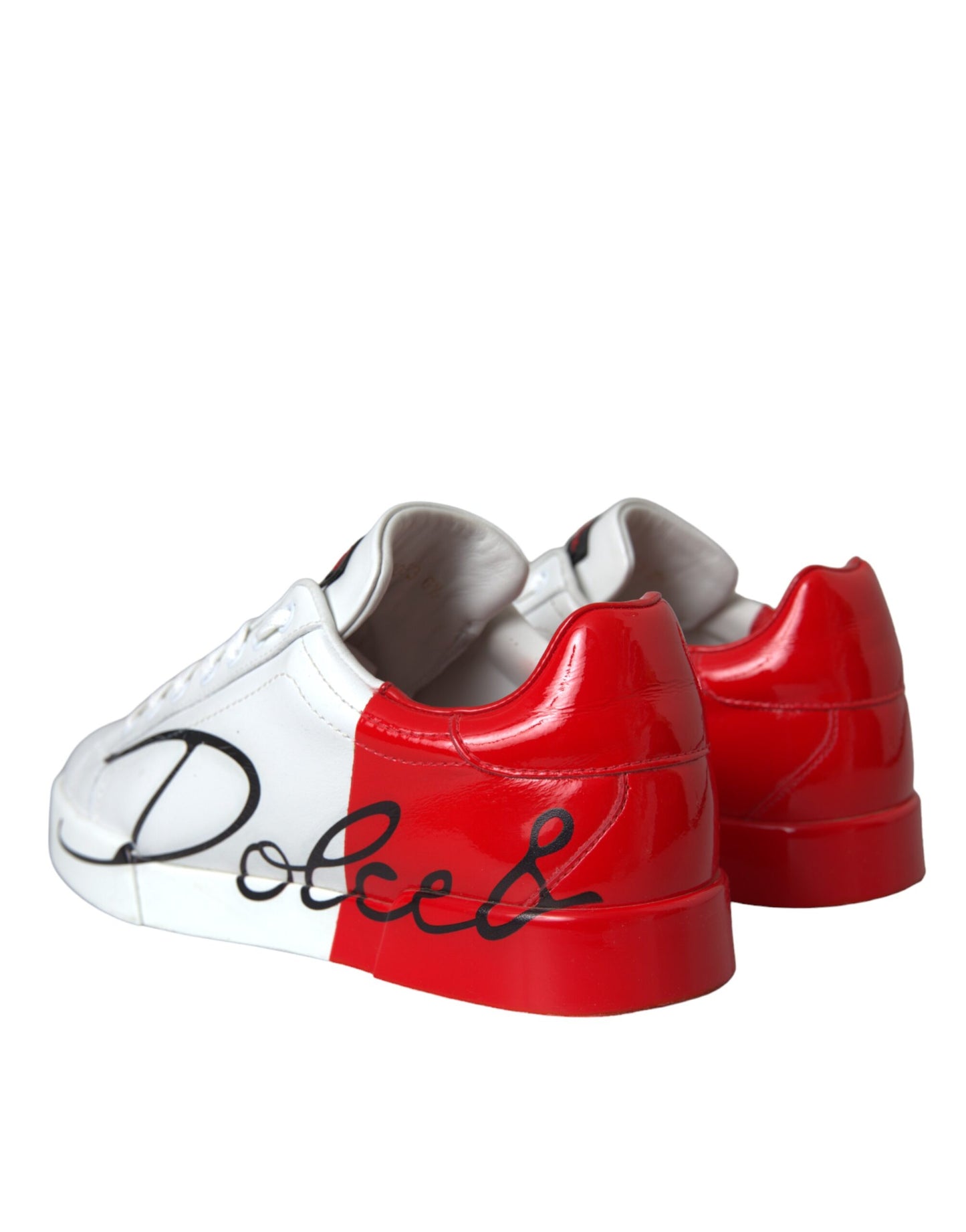 Dolce & Gabbana White Red Leather Logo Low Top Sneakers Shoes Dolce & Gabbana